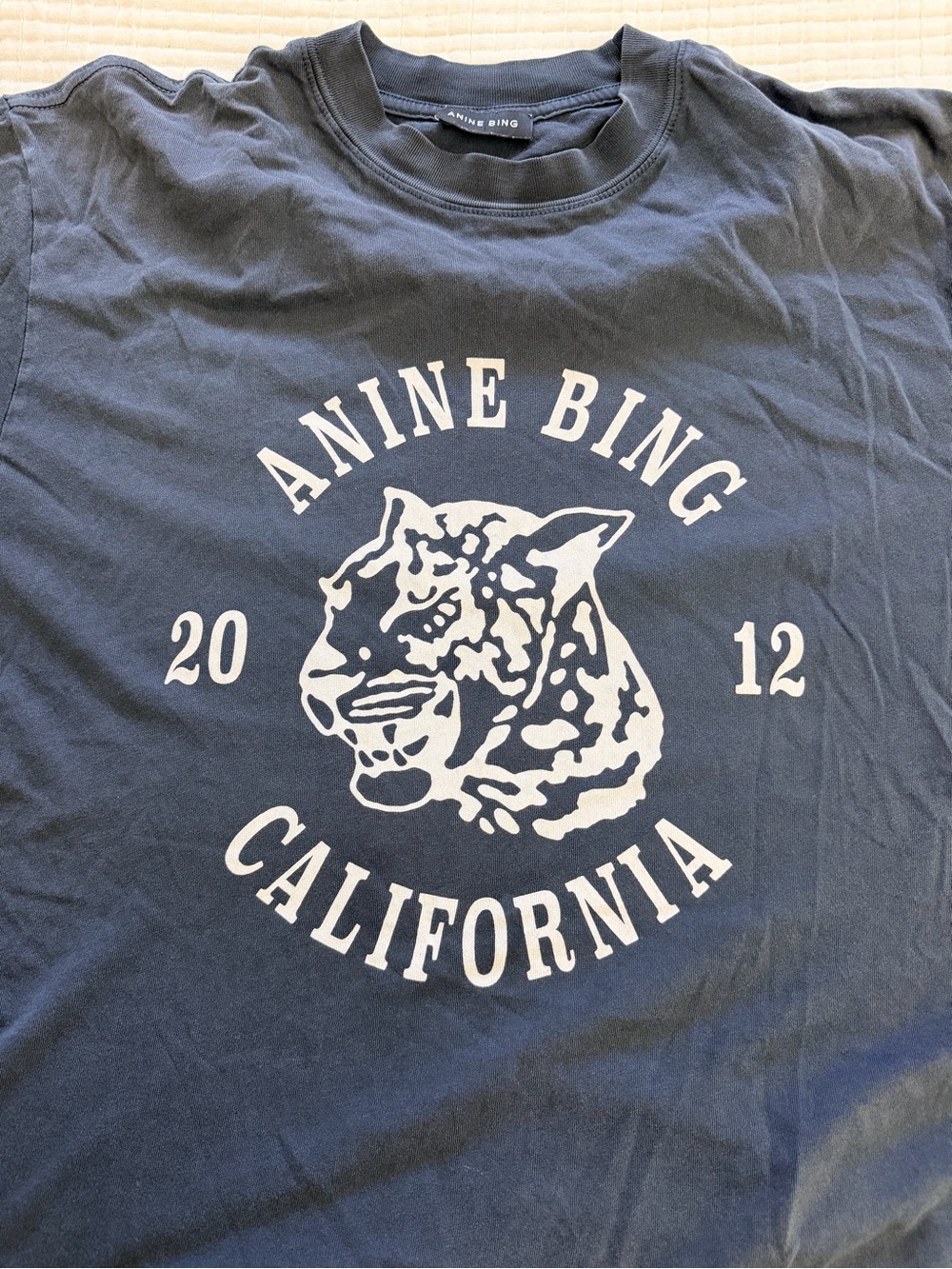 Anine Bing Washed Charcoal Collegiate Leopard Avi Tee - Picture 3 of 6
